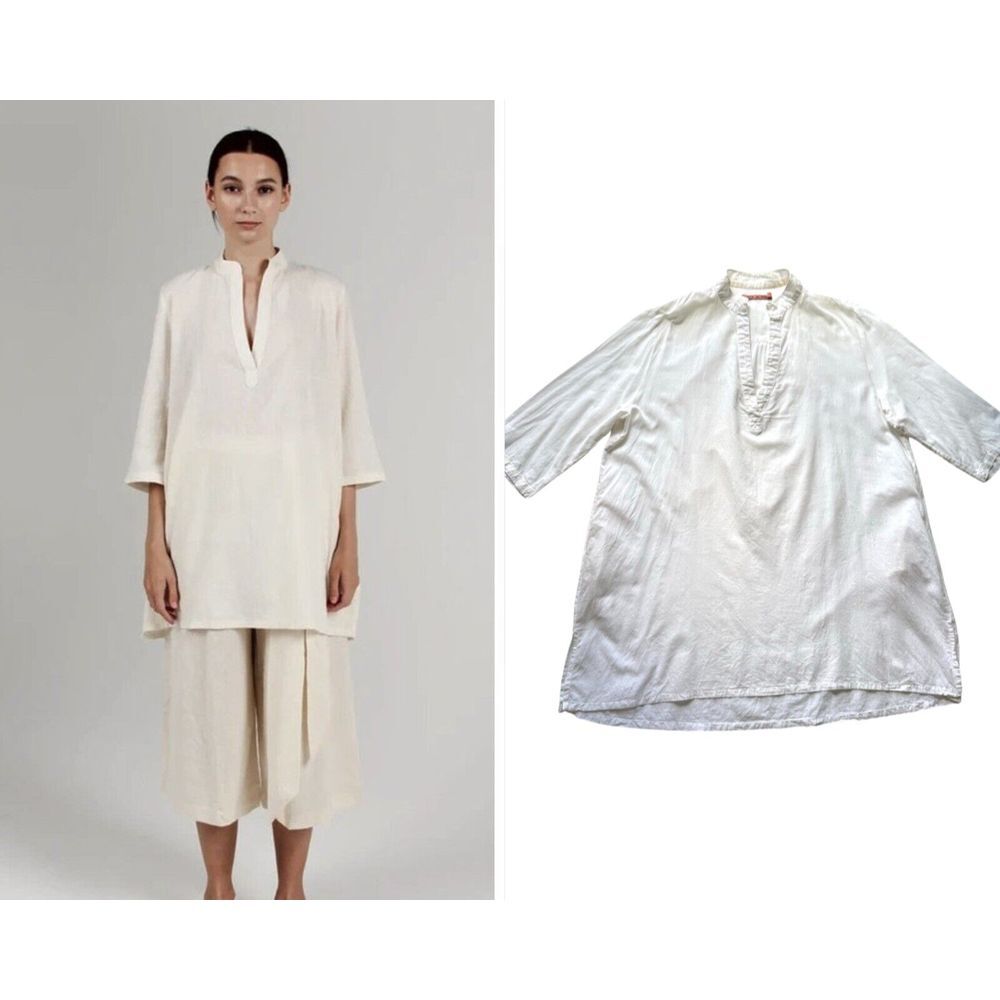 Par En Par Easy Tunic Womens Sz‎ S Natural Handwoven Cotton Handspun Weightless